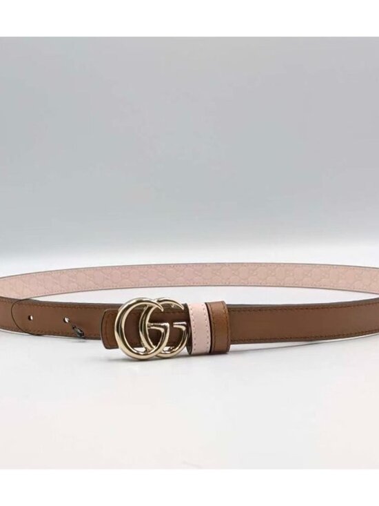 Gucci Women’s GG Marmont Reversible Thin Leather Belt Pink Brown 90cm 847132 main image 12